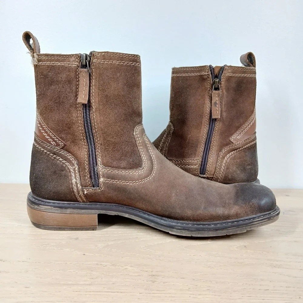 Roan Crestone II Boots Men 10 Brown Leather Pull On Ankle Western Rugged